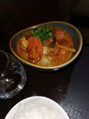 Malaysian nyonya curry with tofu and vegetables at Tuk Tuk Asian Bistro in Newtownards