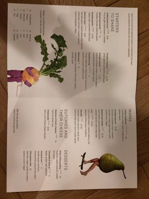 The menu at BUNK Hotel Restaurant in Utrecht