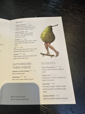 Mains menu   at BUNK Hotel Restaurant in Utrecht