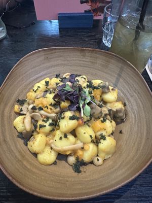 Pumpkin vegan gnocchi   at BUNK Hotel Restaurant in Utrecht