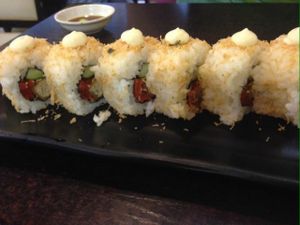 pork chop sushi at Ying Vegetarian in Kowloon