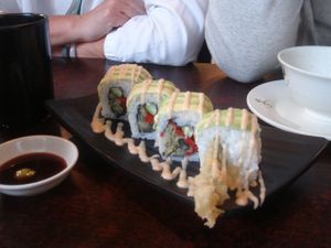 Mock soft shell crab rolls at Ying Vegetarian in Kowloon