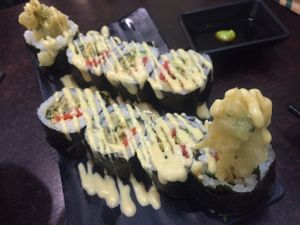 Deep fried veg soft crab rolls at Ying Vegetarian in Kowloon