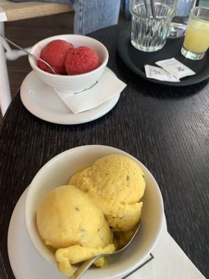 Passion fruit & raspberry ice cream  at Kavarna - Zvezda in Ljubljana