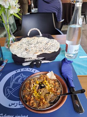 Aubergine & lentil mix with nuts & onions at Persia Tenerife in Tenerife