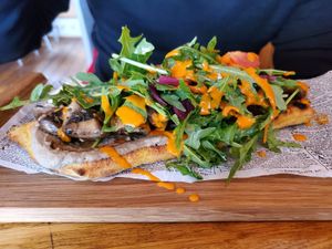 Mushroom flatbread at Salka in Husavik