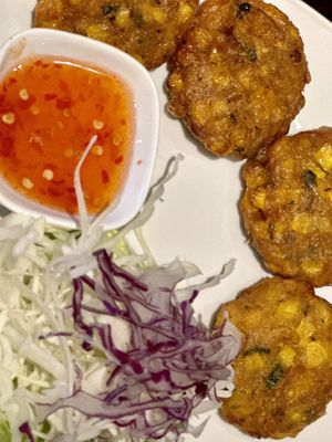 Vegan Corn Fritters  at Pad Thai - The Red Lion in Wokingham