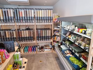 Dispensers with seeds etc and fridge at Nieuwe Vaart in Antwerpen