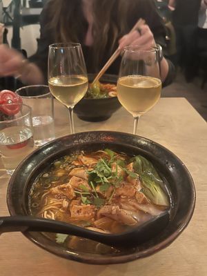 Mapu tofu with orange wine   at Ai Ramen - Klara in Stockholm