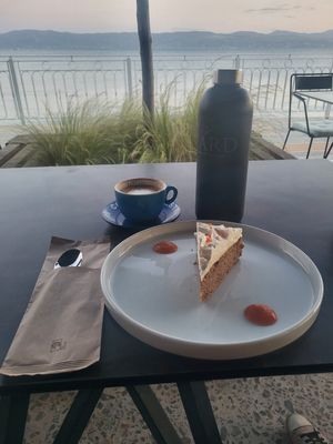 Vegan cappuccino and vegan Carrot 🥕 cake. at YARD - Tales of Flavors in Euboea