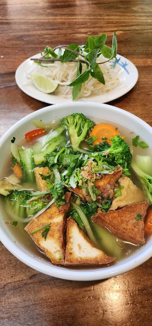 Veggie pho with herbs at Pho' Neighbors in Lake Elsinore