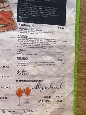 Vegan brunch option (menu)  at Turquesa in Setubal