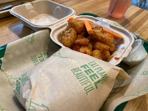 Burger & Cauliflower Wings at elephant+vine in Chicago