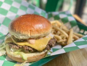 Mammoth burger combo  at elephant+vine in Chicago
