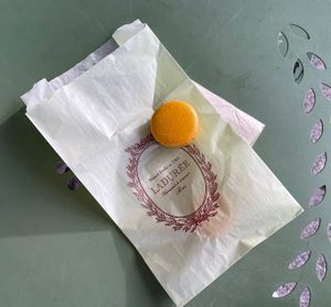 vegan apricot macaron   at Ladurée in Vancouver