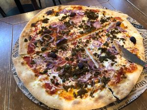 Vegan Tuna Pizza on Specials Menu at L'Osteria Rostock in Rostock