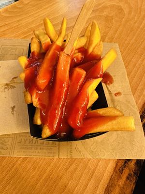 Fries with ketchup  at FritBar in Bruges
