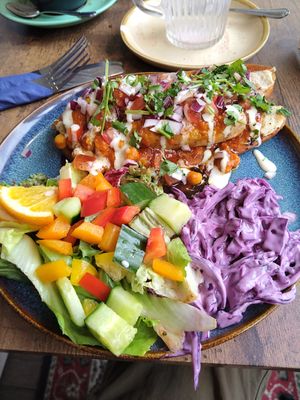 Indian style hotdog and salad 😍 at The Chakra Lounge in Bakewell