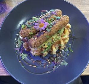 Savoury waffles (vg)  at The Chakra Lounge in Bakewell