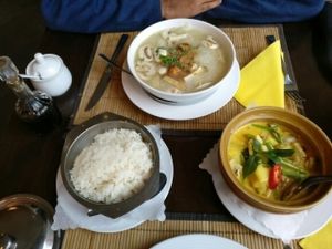 grandma's speciality soup and pineapple curry at Samadhi in Berlin