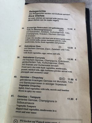 rice dishes menu at Samadhi in Berlin