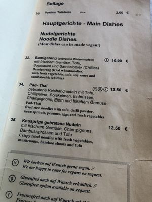 main dishes menu at Samadhi in Berlin