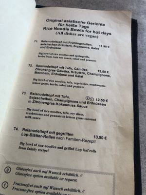 rice noodles bowls menu at Samadhi in Berlin