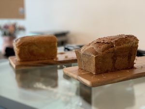 Daily homemade cakes (left: lemony, right: strawberry)  at Intense Coffee in Luxembourg City