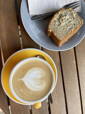 Cappuccino and cake  at Intense Coffee in Luxembourg City