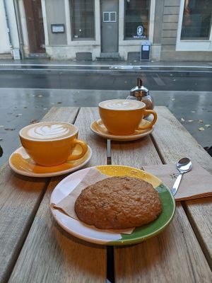 coffee and cookie at Intense Coffee in Luxembourg City