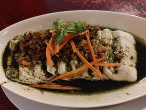 Toona steamed tofu 香椿蒸豆腐  at Fulin Xuan Vegetarian 福临轩 in Johor Bahru