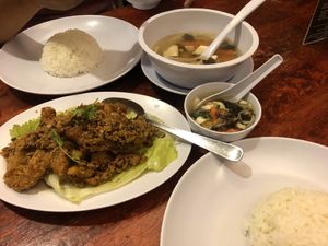 Tofu soup and fried mushrooms  at Fulin Xuan Vegetarian 福临轩 in Johor Bahru