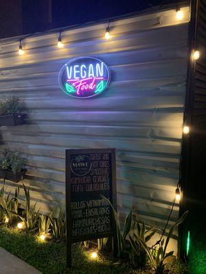 Business sign  at MAWE Cocina Vegana in Mazatlan