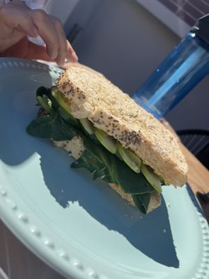 Sandwich with apple   at MAWE Cocina Vegana in Mazatlan