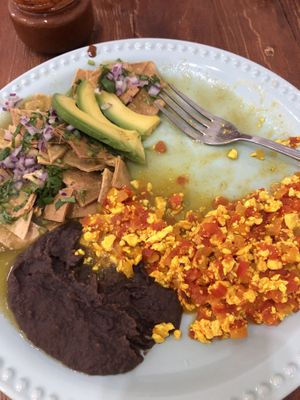 Tofu combo chilaquiles    at MAWE Cocina Vegana in Mazatlan