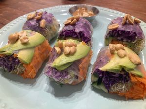 Colorful spring rolls  at MAWE Cocina Vegana in Mazatlan