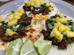 Tacos Al pastor at MAWE Cocina Vegana in Mazatlan