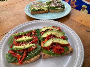 Avocado toast at MAWE Cocina Vegana in Mazatlan
