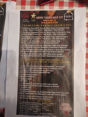 Menu at Te lo do io il Vegano / La Stella Vegan in Lierna