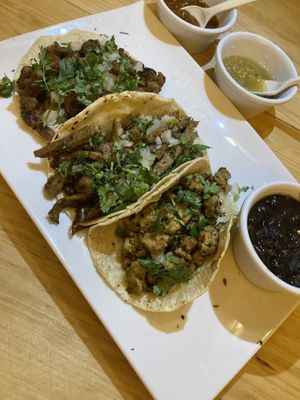 Three different vegan meat tacos!  at Te Quiero Verde in Puerto Vallarta