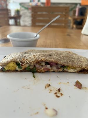 Mushroom pastor gringas (this shows only one half of the full portion you get)  at Te Quiero Verde in Puerto Vallarta