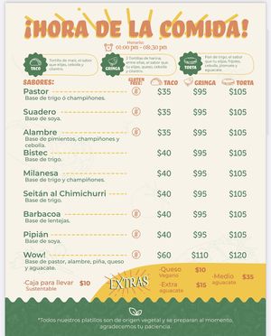 Lots of tacos to choose from…and this is just their taco menu.  Lots more items in the full menu.  at Te Quiero Verde in Puerto Vallarta