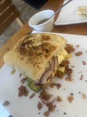 Made a mess eating my panini haha  at Te Quiero Verde in Puerto Vallarta