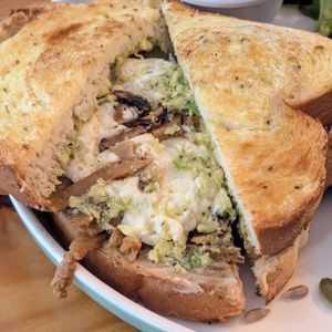 Inside the steak and cheese sandwich at Te Quiero Verde in Puerto Vallarta