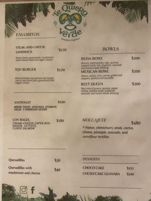 Menu (Nov 2025)  at Te Quiero Verde in Puerto Vallarta