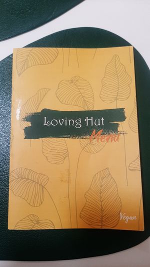 The menu at Loving Hut - Tsagaan Khaalga in Ulaanbaatar