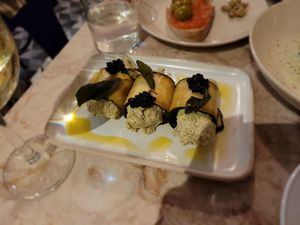 Zucchini w. almond ricotta at Boca Bistro in Lisbon