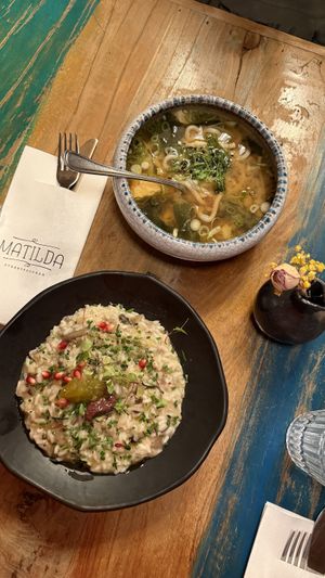 Vegan ramen & risotto  at Matilda in Brunico