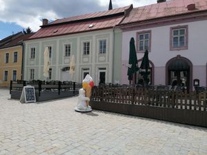 The largest square in Czech Republic. A beautiful place to explore and enjoy ice cream. at Gelato Jadran in Telc