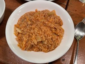 Kimchi risotto  at Mominoki House in Tokyo